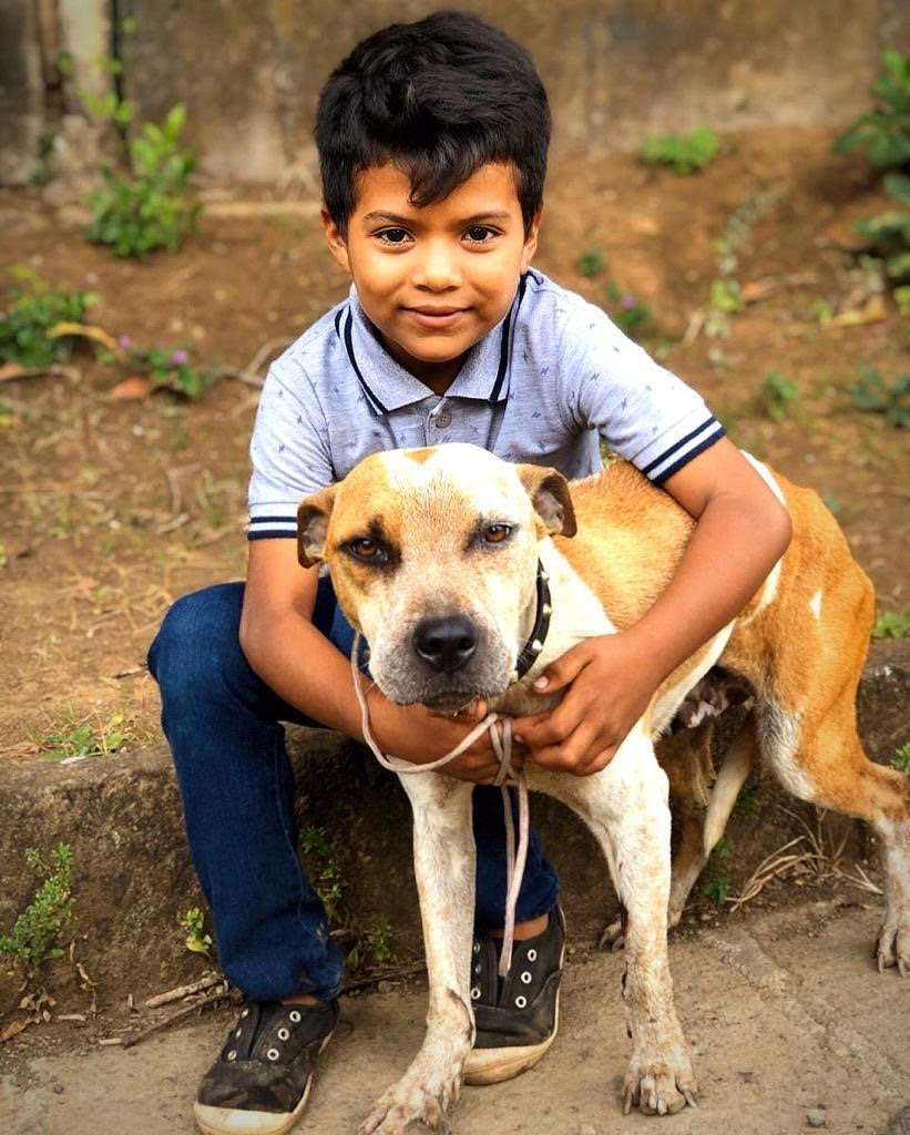 Jairo and his dog Laysa before receiving dog food from Global Strays COVID Pet Food Pantry Program on March 22, 2020.