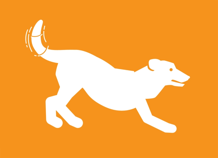 Happy dog showing happy behavior icon.