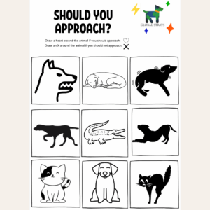 Worksheet that shows how to identify animals that want to be left alone.